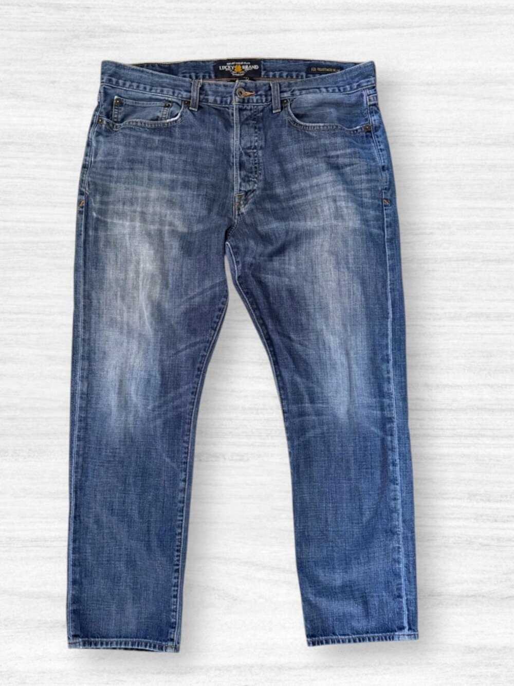 Lucky Brand 121 Heritage Slim Jeans Mens 36x30 Medium Wash Button Fly Denim